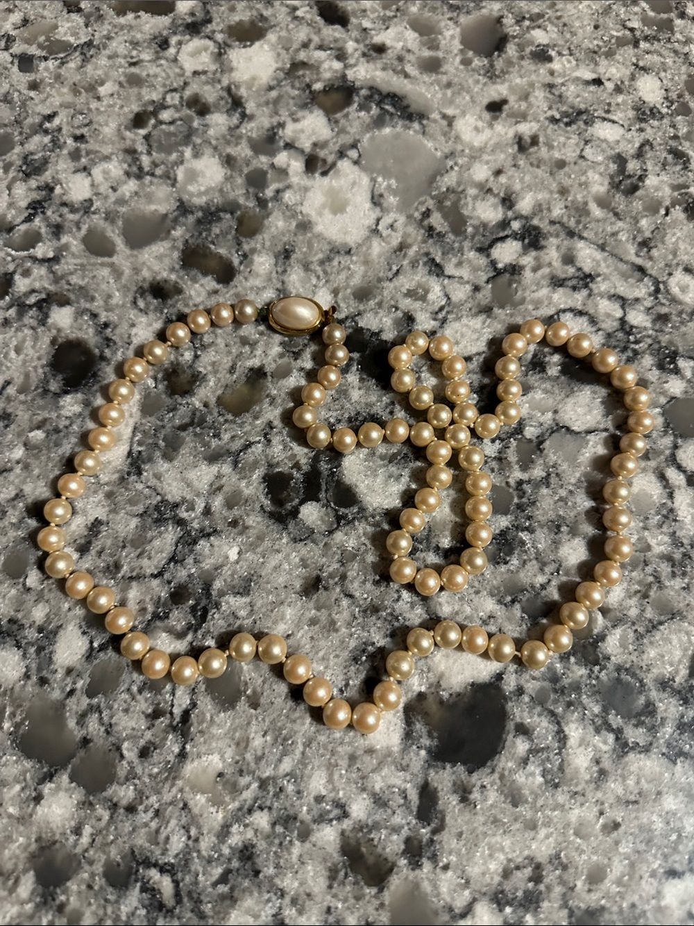 Source Unknown Champagne Faux Pearl Necklace with Gold-Tone Clasp